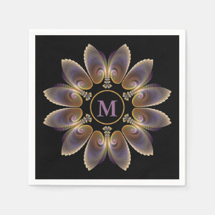 Abstract Angel Wings Mandala Fractal Monogram Napkins