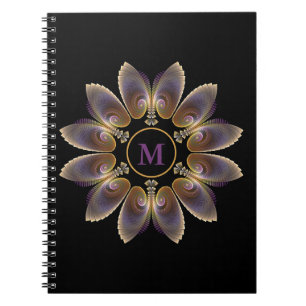 Abstract Angel Wings Mandala Fractal Monogram Notebook