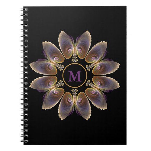 Abstract Angel Wings Mandala Fractal Monogram Notebook