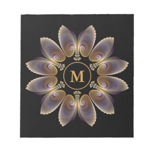 Abstract Angel Wings Mandala Fractal Monogram Notepad