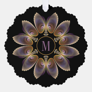Abstract Angel Wings Mandala Fractal Monogram Ornament Card
