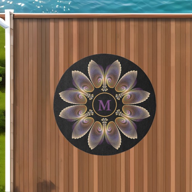 Abstract Angel Wings Mandala Fractal Monogram Outdoor Rug (Insitu (Outdoor 1))