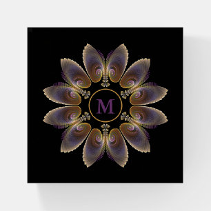 Abstract Angel Wings Mandala Fractal Monogram Paperweight