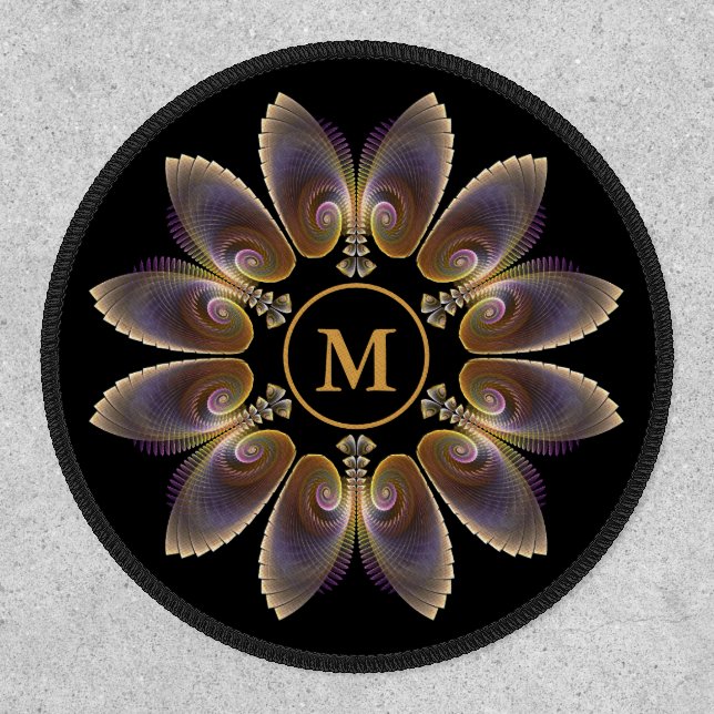Abstract Angel Wings Mandala Fractal Monogram Patch (Front)