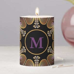Abstract Angel Wings Mandala Fractal Monogram Pillar Candle