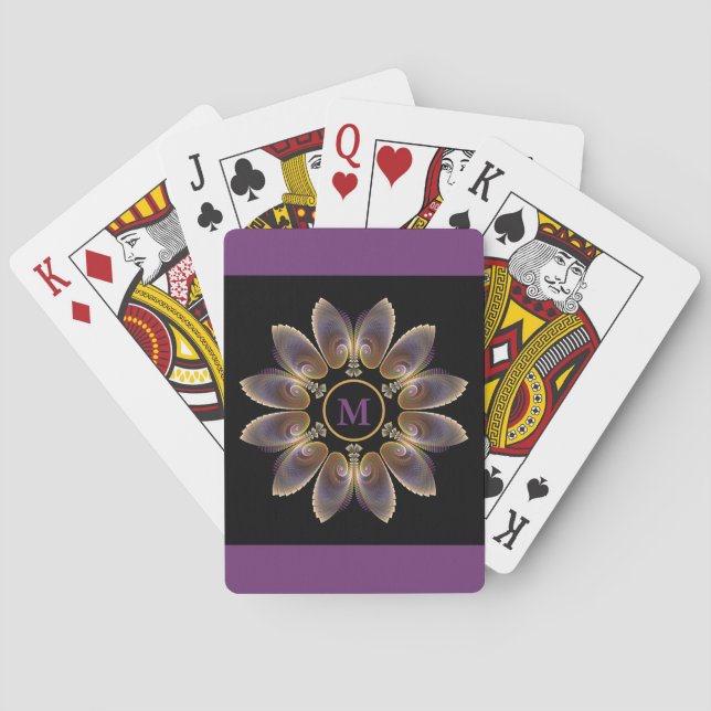 Abstract Angel Wings Mandala Fractal Monogram Poker Cards (Back)