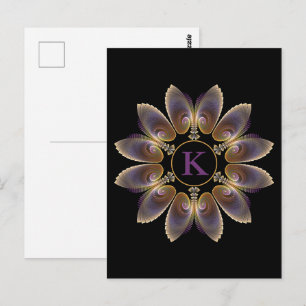 Abstract Angel Wings Mandala Fractal Monogram Postcard