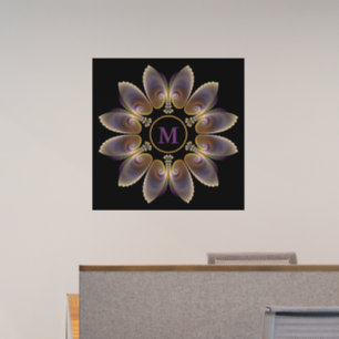 Abstract Angel Wings Mandala Fractal Monogram Wall Decal
