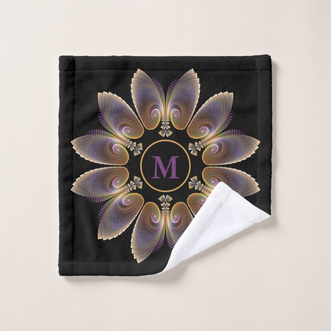 Abstract Angel Wings Mandala Fractal Monogram Wash Cloth (Wash Cloth)