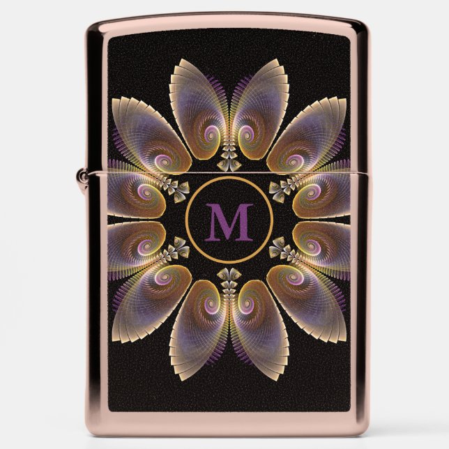 Abstract Angel Wings Mandala Fractal Monogram Zippo Lighter (Front)
