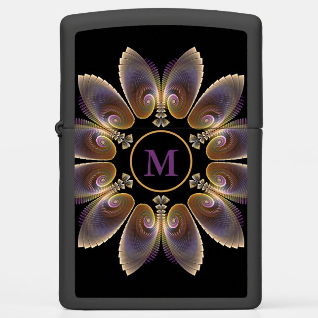 Abstract Angel Wings Mandala Fractal Monogram Zippo Lighter (Front)
