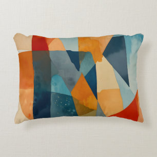 Abstract Angles of Blue and Orange Accent Pillow