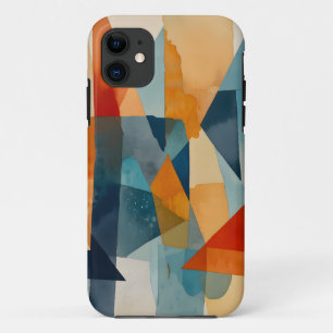 Abstract Angles of Blue and Orange iPhone 11 Case