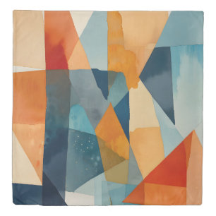 Abstract Angles of Blue and Orange Duvet Cover