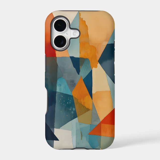 Abstract Angles of Blue and Orange Iphone Case (Back)