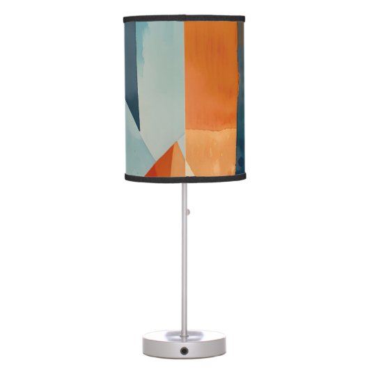 Abstract Angles of Blue and Orange Table Lamp (Back)