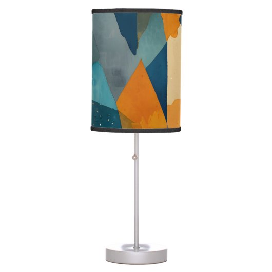 Abstract Angles of Blue and Orange Table Lamp (Front)