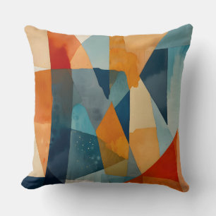 Abstract Angles of Blue and Orange Throw Pillow