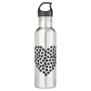 Abstract Animal Art Canine Cat Dog Feline Heart. Stainless Steel Water Bottle