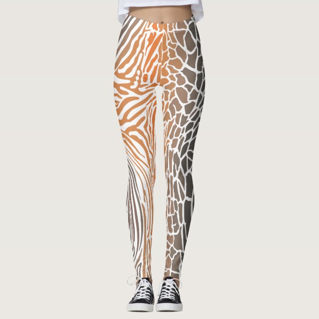 abstract, animal, background, camouflage, giraffe, leggings (Front)