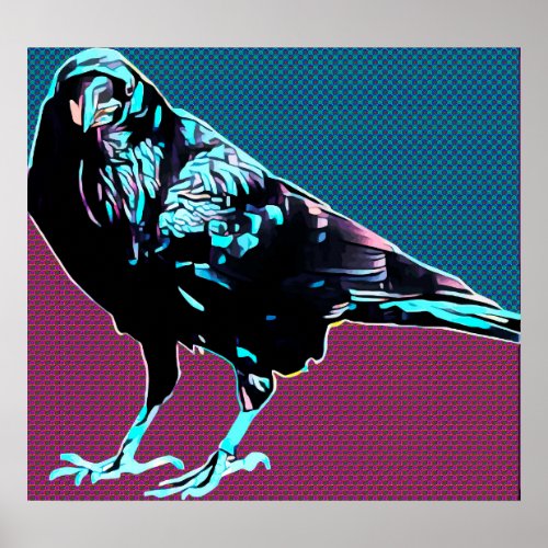 Abstract animal Crow Bird Original Digital Art Poster