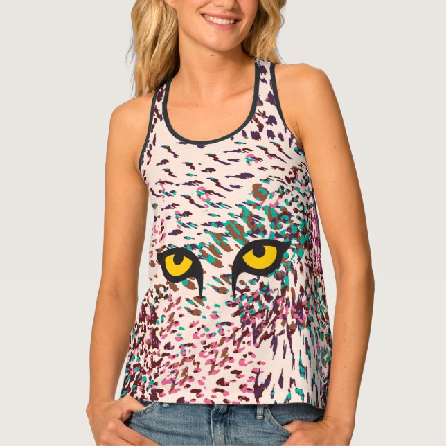 Abstract Animal Eyes Women’s Racerback Tank Top (Front)