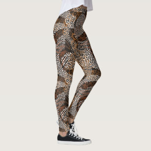 Abstract Animal Print brown white dots Leggings