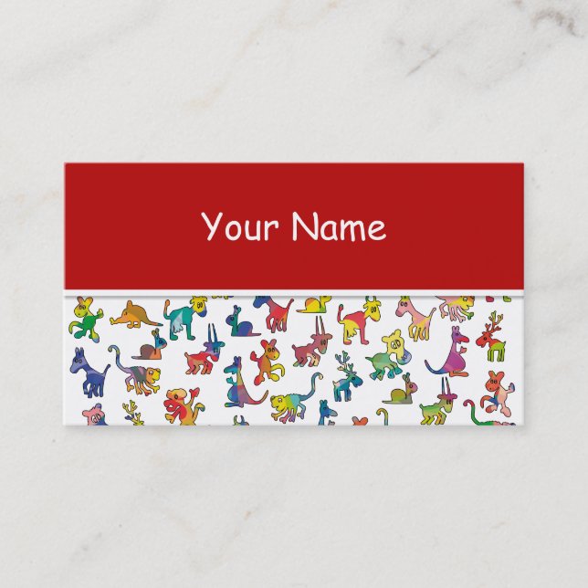 Abstract Animals Pattern for Kids + your backgr. Business Card (Front)