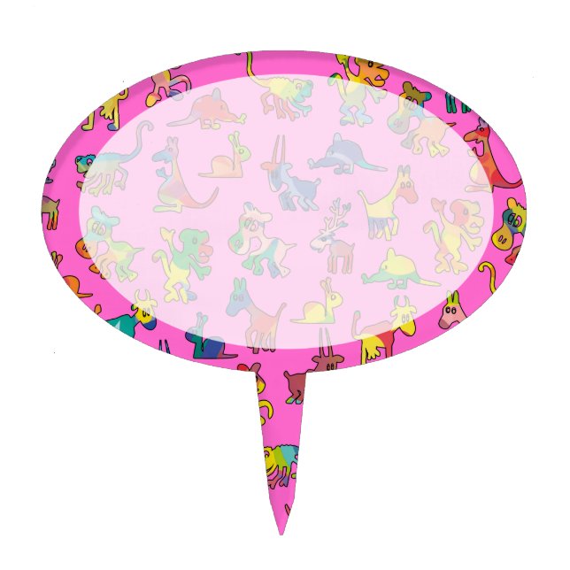 Abstract Animals Pattern Tiles Cake Topper (Front)
