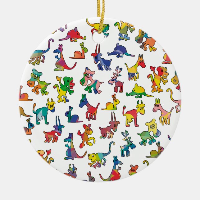 Abstract Animals Pattern Tiles Ceramic Ornament (Front)