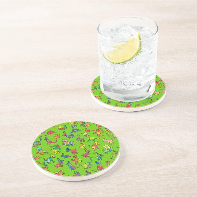 Abstract Animals Pattern Tiles Drink Coaster (Side)