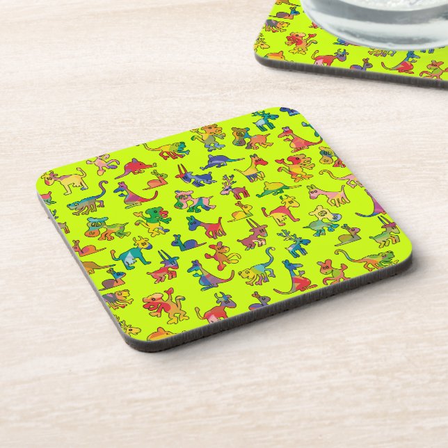 Abstract Animals Pattern Tiles Drink Coaster (Left Side)