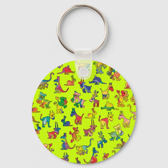 Abstract Animals Pattern Tiles Keychain (Front)