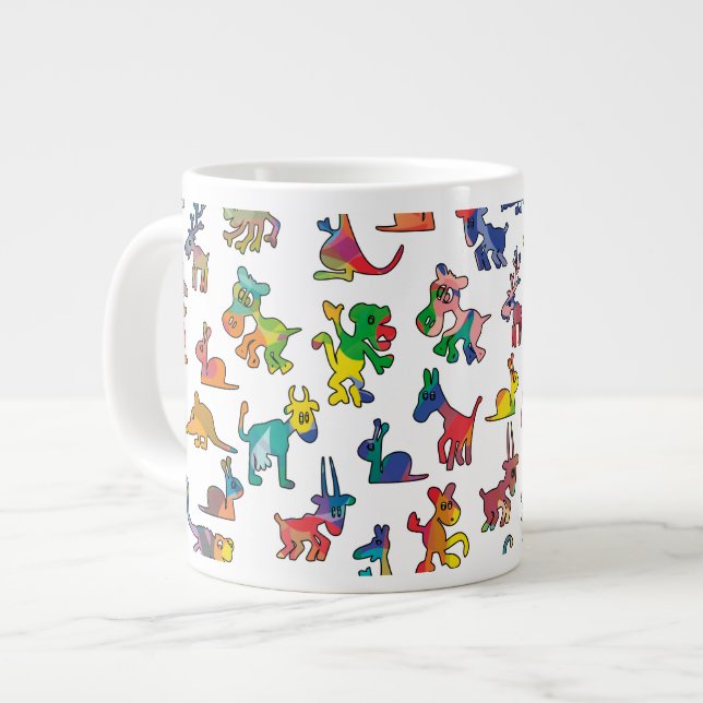 Abstract Animals Pattern Tiles Large Coffee Mug (Front Left)
