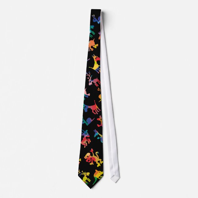 Abstract Animals Pattern Tiles Neck Tie (Front)