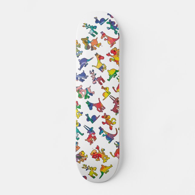 Abstract Animals Pattern Tiles Skateboard Deck (Front)