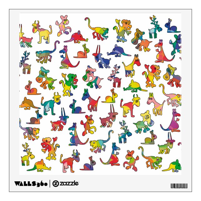 Abstract Animals Pattern Tiles Wall Sticker (Front)