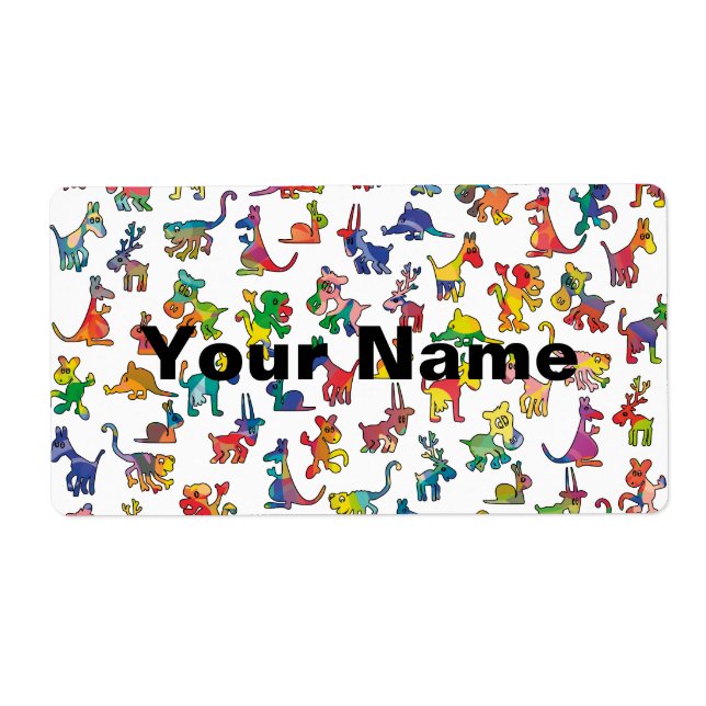 Abstract Animals Pattern Tiles + your text Label (Front)