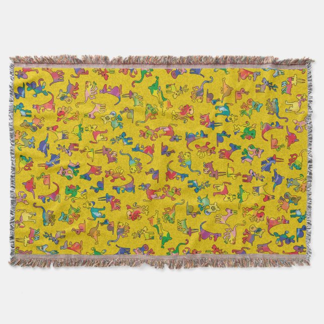 Abstract Animals Pattern + your idea Throw Blanket (Front)