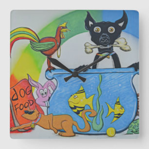 Abstract Animals Wall Clock