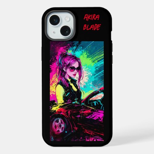 Abstract Anime Cyberpunk Female Driver iPhone case