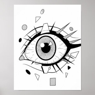 Abstract Anime: Geometric Eye Art Poster