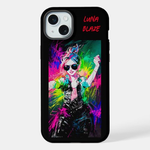 Abstract Anime Singing Female Rockstar  iPhone 15 Plus Case