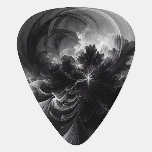 Abstract Anthracite Black White Modern Fractal Art Guitar Pick