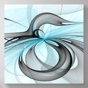 Abstract Anthracite Gray Blue Modern Fractal Art Acrylic Photo Tile