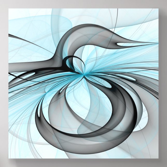 Abstract Anthracite Gray Blue Modern Fractal Art Acrylic Photo Tile (Front Set)