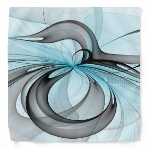 Abstract Anthracite Gray Blue Modern Fractal Art Bandana
