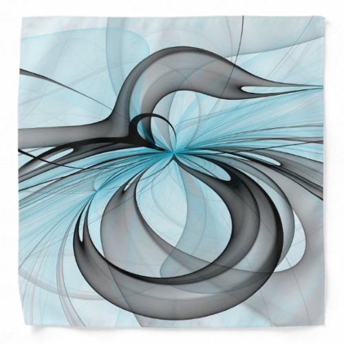 Abstract Anthracite Gray Blue Modern Fractal Art Bandana