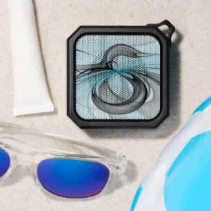 Abstract Anthracite Gray Blue Modern Fractal Art Bluetooth Speaker