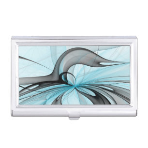 Abstract Anthracite Gray Blue Modern Fractal Art Business Card Case